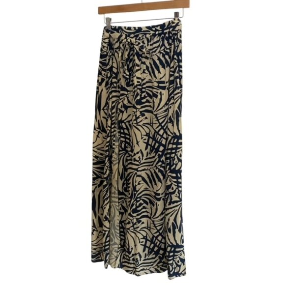 Patrons of Peace Blue & Cream Tropical Leaf Print Skirt Medium - Picture 1 of 4